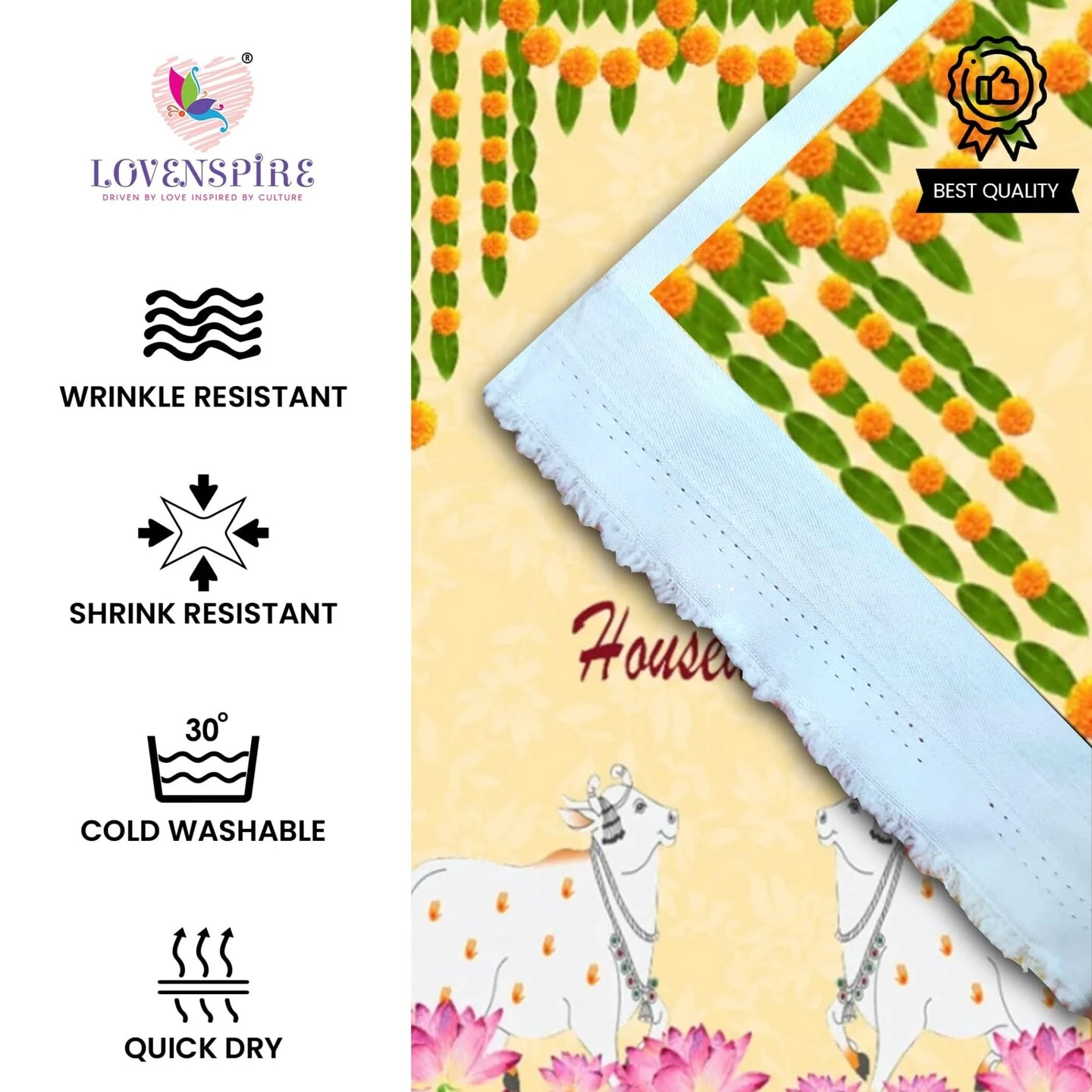 Housewarming Backdrop Indian Traditional Cloth 5x8 Feet Backdrop Pooja Wall Decor Indian Wall Art Photo Decor Banner Indian Indian Housewarming Favor Decorative Cloth 5 Housewarming Backdrop Indian Traditional Cloth 5x8 Feet Backdrop Pooja Wall Decor Indian Wall Art Photo Decor Banner Indian Indian Housewarming Favor Decorative Cloth - Image 3