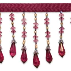 3" Diamond Cut Beaded Fringe Trim Purple