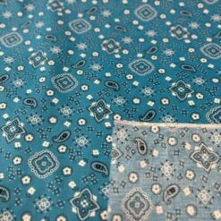 1 Yard Bandana Print Poly Cotton Fabric 58" Turquoise