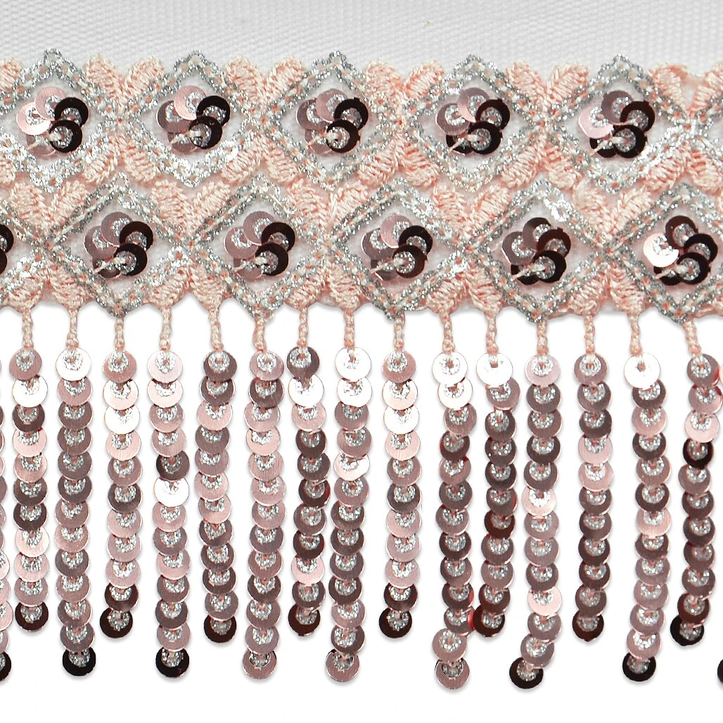 5 Yards Of Emmalyne Double Diamond Sequin Spangle Fringe | 5 Yard Cut Gold 4 5 Yards Of Emmalyne Double Diamond Sequin Spangle Fringe | 5 Yard Cut Gold - Image 2