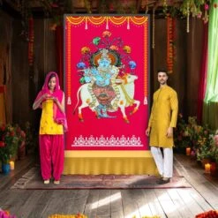 Krishna With Cow Backdrop Indian Traditional Rani Cloth 5x8 Feet Backdrop Pooja Wall Decor Indian Wall Art Photo Decor Banner Indian Wedding Favor Decorative Cloth 26 Krishna With Cow Backdrop Indian Traditional Rani Cloth 5x8 Feet Backdrop Pooja Wall Decor Indian Wall Art Photo Decor Banner Indian Wedding Favor Decorative Cloth -Michaels Fabric Sale 273726923601584 1