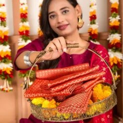 Varalakshmi Vratham Gift Hamper Navaratri Vratha Hindu Religious Teej Karva Chauth Sankranti Pooja Housewarming Return Gifts - Potli Bags Haldi Kumkum Holder Blouse Piece Diya Bindi Bangles -Michaels Fabric Sale 273728060001968