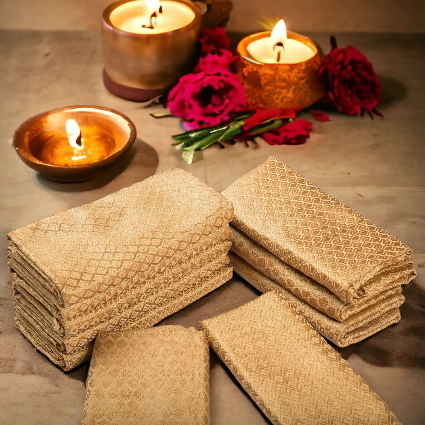 Golden Unstitched Saree Blouse Pieces Woven Brocade Fabric For Women Return Gifts For Pooja Housewarming Golden Colors 10 Golden Unstitched Saree Blouse Pieces Woven Brocade Fabric For Women Return Gifts For Pooja Housewarming Golden Colors - Image 8