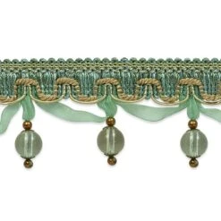 5 Yards Of Kate Marbel W / Organza Trim Aqua Multi
