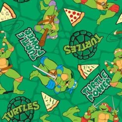 Nickelodeon TMNT Turtle Power Pizza Toss Cotton Fabric