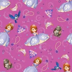 Disney® Sofia & Friends Fuchsia Cotton Fabric -Michaels Fabric Sale 28810 52381 ZF3941 1