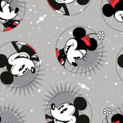 Disney Smile Mickey Grey Quilting Cotton Fabric