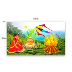 Happy Lohri Backdrop Banner - Indian Traditional Cloth 5x8 Feet Backdrop Pongal Backdrop Makar Sankranti Decor Wall Art Photo Decor Banner Indian Harvesting Festival Bonfire Photography -Michaels Fabric Sale 289267618936496