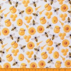 Mook Fabrics Double Faced Quilted Cotton Fabric [43 In. Wide] - By The Yard Bee Time Gold/White -Michaels Fabric Sale 289268079371952