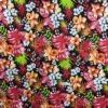 1 Yard Hawaiian Black Red Floral Poly Cotton Fabric 59/60 Inches Width For Sewing And Crafts