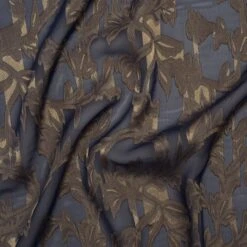 1 Yard Navy Blue Gold Burnout Brocade Fabric Classical Floral Vines 56 Inch Width -Michaels Fabric Sale 317716699275184 1