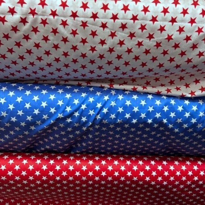 1 Yard Star Print Poly Cotton Fabric 60" Wide Soft & Durable For Apparel & Crafts Red/White 4 1 Yard Star Print Poly Cotton Fabric 60" Wide Soft & Durable For Apparel & Crafts Red/White - Image 2