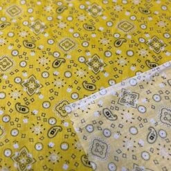 1 Yard Bandana Print Poly Cotton Fabric 58" Yellow