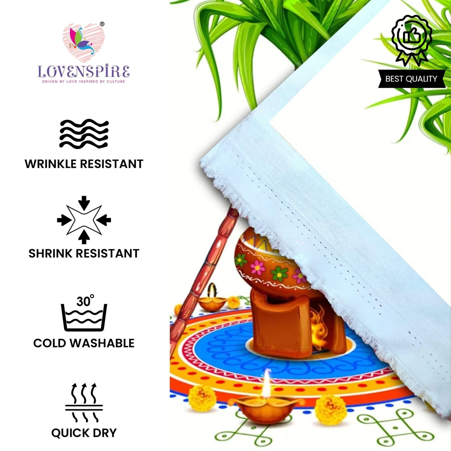 Ugadi Backdrop Banner 5x8 Feet Pongal Decor Indian Harvest Festival Background Holiday Banner Wall Backdrop For Photography Pongal Ugadi Party Celebration - Decorative Photo Props 5 Ugadi Backdrop Banner 5x8 Feet Pongal Decor Indian Harvest Festival Background Holiday Banner Wall Backdrop For Photography Pongal Ugadi Party Celebration - Decorative Photo Props - Image 3