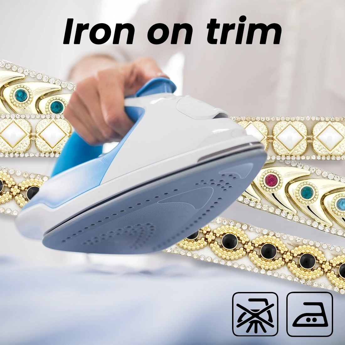 5/8" Rubina Rhinestone Iron-On, Versatile Trim, 5-Yard Cut, Multi Colors 14 5/8" Rubina Rhinestone Iron-On, Versatile Trim, 5-Yard Cut, Multi Colors - Image 12