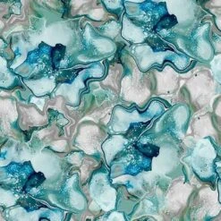 Blue Green Turquoise Fluid Floral Virtuoso Cotton 44"/45" Fabric Per Yard -Michaels Fabric Sale 34832825770864 2
