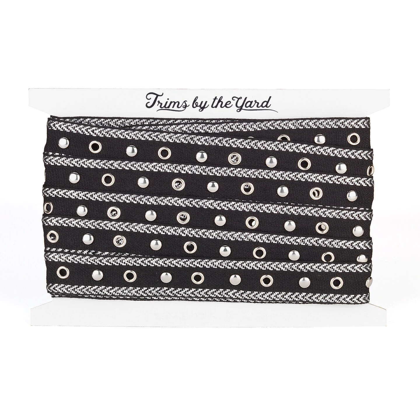 5 Yards Of Brigitta 1" Wide Tape Trim Embellished With Silver Studs And Gro | 5 Yard Cut 4 5 Yards Of Brigitta 1" Wide Tape Trim Embellished With Silver Studs And Gro | 5 Yard Cut - Image 2