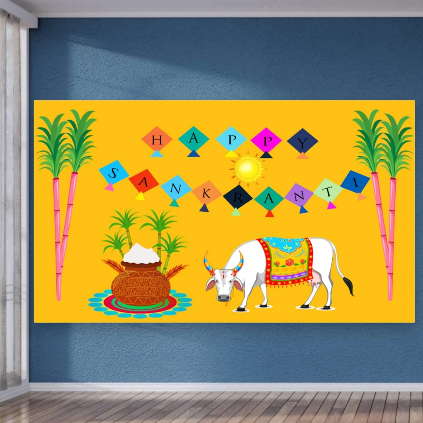 Happy Makar Sankranti Backdrop Banner - Sankranthi Decor Indian Harvest Festival Background Holiday Banner Wall Background Sankranti Party Celebration Decorations Photo Props 19 Happy Makar Sankranti Backdrop Banner - Sankranthi Decor Indian Harvest Festival Background Holiday Banner Wall Background Sankranti Party Celebration Decorations Photo Props - Image 17