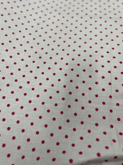 1 Yard Small Polka Dot Poly Cotton Fabric 60" White/Red 10 1 Yard Small Polka Dot Poly Cotton Fabric 60" White/Red - Image 8