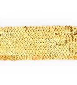 10 Yards Of 8 RowStarlight Hologram Stretch Sequin Trim | 10 Yard Cut Gold