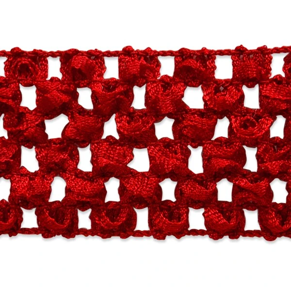 5 Yards Of 1 3/4" Crochet Stretch Trim | 5 Yard Cut Red 3 5 Yards Of 1 3/4" Crochet Stretch Trim | 5 Yard Cut Red