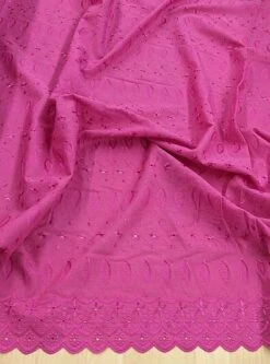 1 Yard Cotton Eyelet Fabric 44/45″ Wide PolyCotton Blend With Embroidered Floral Design Fuchsia