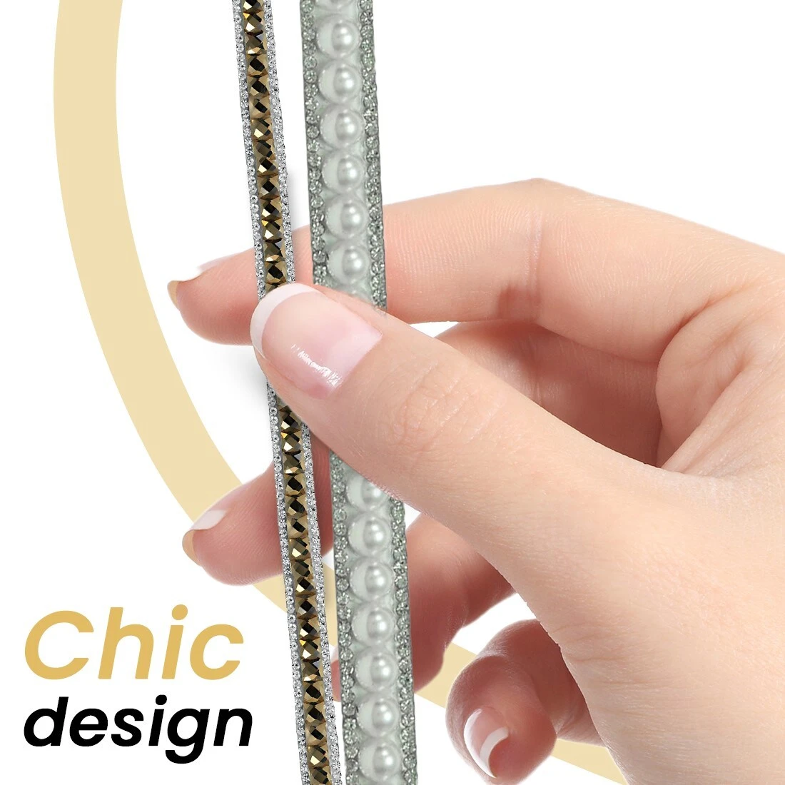 3/8" Hot Fix Rhinestone, Versatile, Banding Trim, 5-Yard Cut 6 3/8" Hot Fix Rhinestone, Versatile, Banding Trim, 5-Yard Cut - Image 4