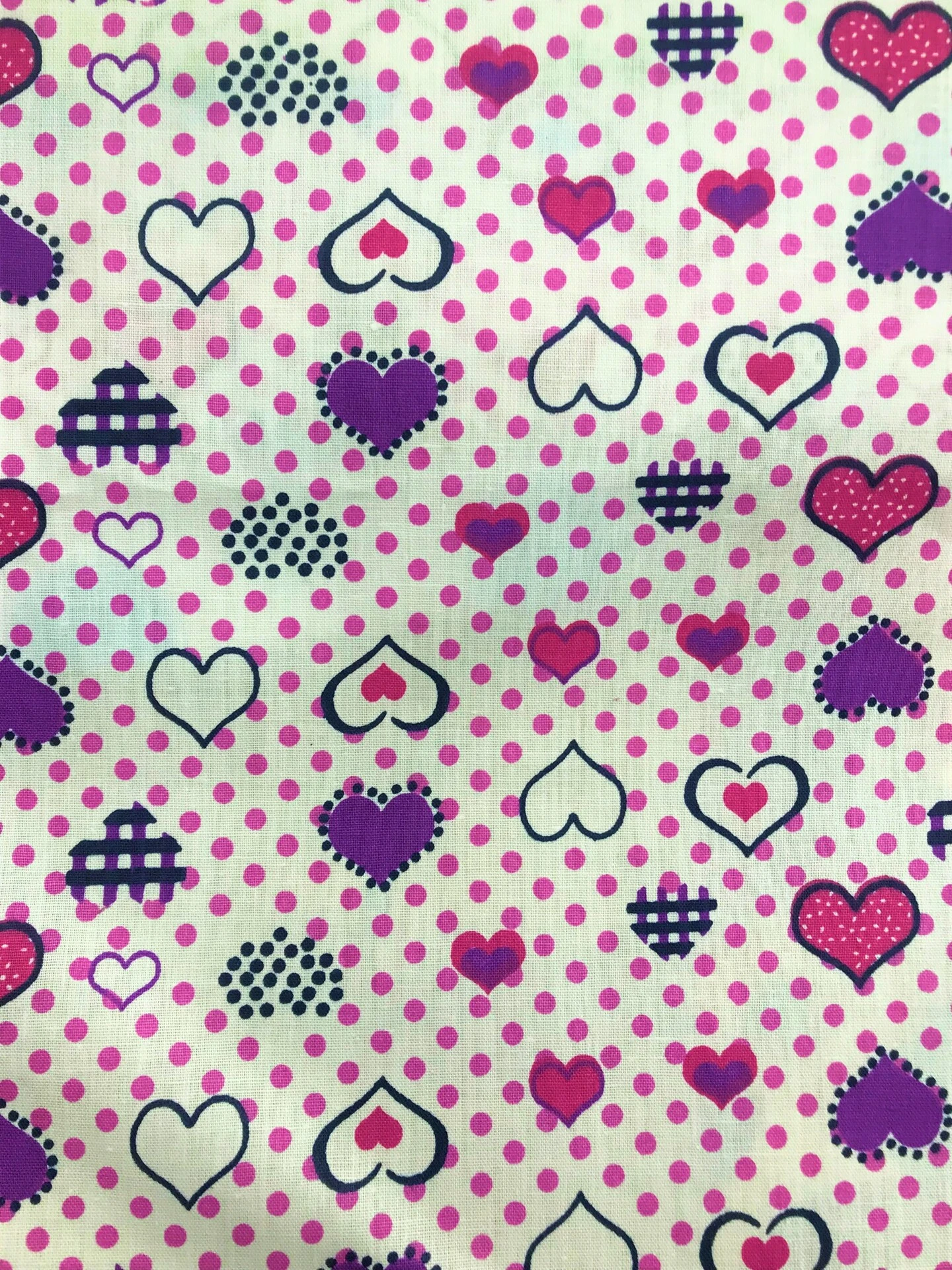 1 Yard Purple Hearts Poly Cotton Fabric 59/60 Inches Width 3 1 Yard Purple Hearts Poly Cotton Fabric 59/60 Inches Width
