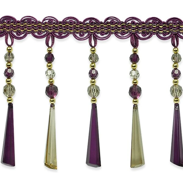 Genevieve Bead Fringe Trim Purple Multi 3 Genevieve Bead Fringe Trim Purple Multi