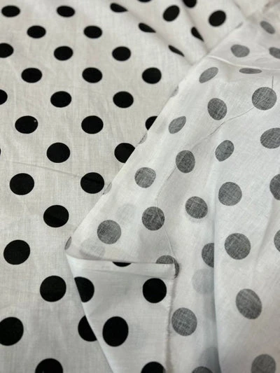 1 Yard Poly Cotton Fabric 1" Polka Dot Print, 58" Wide Durable Material For Apparel & Crafts White/Black 7 1 Yard Poly Cotton Fabric 1" Polka Dot Print, 58" Wide Durable Material For Apparel & Crafts White/Black - Image 5