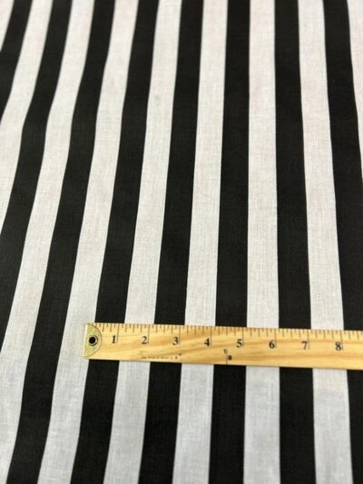 1 Yard Stripe Print Poly Cotton Fabric Black/White 9 1 Yard Stripe Print Poly Cotton Fabric Black/White - Image 7
