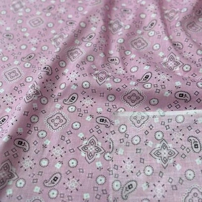 1 Yard Bandana Print Poly Cotton Fabric 58" Pink 3 1 Yard Bandana Print Poly Cotton Fabric 58" Pink