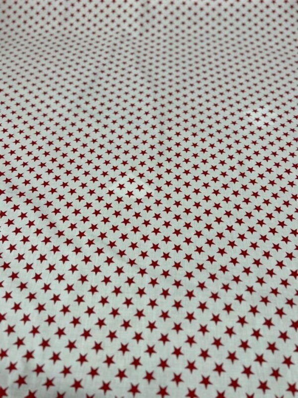 1 Yard Star Print Poly Cotton Fabric 60" Wide Soft & Durable For Apparel & Crafts White/Red 5 1 Yard Star Print Poly Cotton Fabric 60" Wide Soft & Durable For Apparel & Crafts White/Red - Image 3