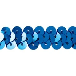 10 Yards Of 1 Row 3/8" Metallic Stretch Sequin Trim | 10 Yard Cut Royal Blue
