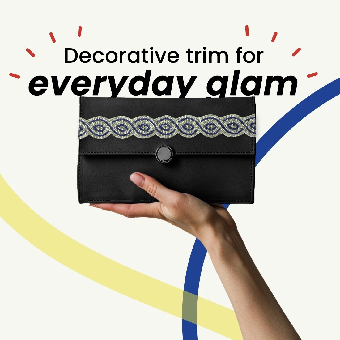 1" Olowin Iron On Rhinestone, Versatile, Beaded Trim, 5-Yard Cut Black Multi 8 1" Olowin Iron On Rhinestone, Versatile, Beaded Trim, 5-Yard Cut Black Multi - Image 6