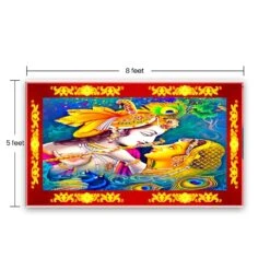 Radha Krishna Backdrop Indian Traditional Cloth 5x8 Feet Backdrop Pooja Wall Decor Indian Wall Art Photo Decor Banner Indian Janmashtami Decor Decorative Pooja Cloth -Michaels Fabric Sale 4611839515782543024