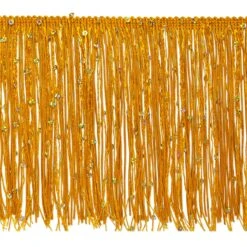 5 Yards Of 6" Starlight Hologram Sequin Chainette Fringe Trim | 5 Yard Cut Gold