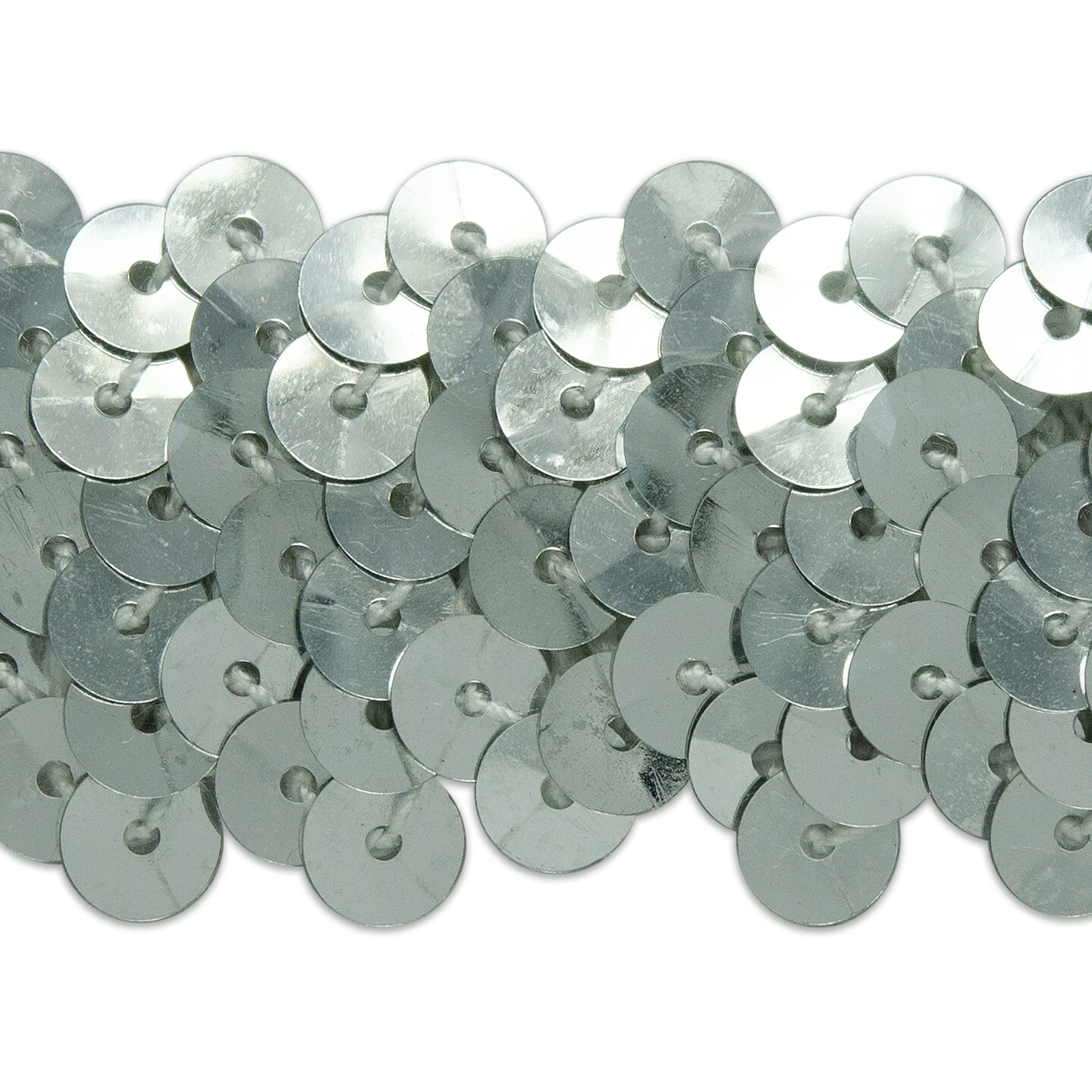 5 Yards Of 3 Row 1 1/4" Metallic Stretch Sequin Trim | 5 Yard Cut Silver 8 5 Yards Of 3 Row 1 1/4" Metallic Stretch Sequin Trim | 5 Yard Cut Silver - Image 6