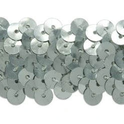 5 Yards Of 3 Row 1 1/4" Metallic Stretch Sequin Trim | 5 Yard Cut Silver