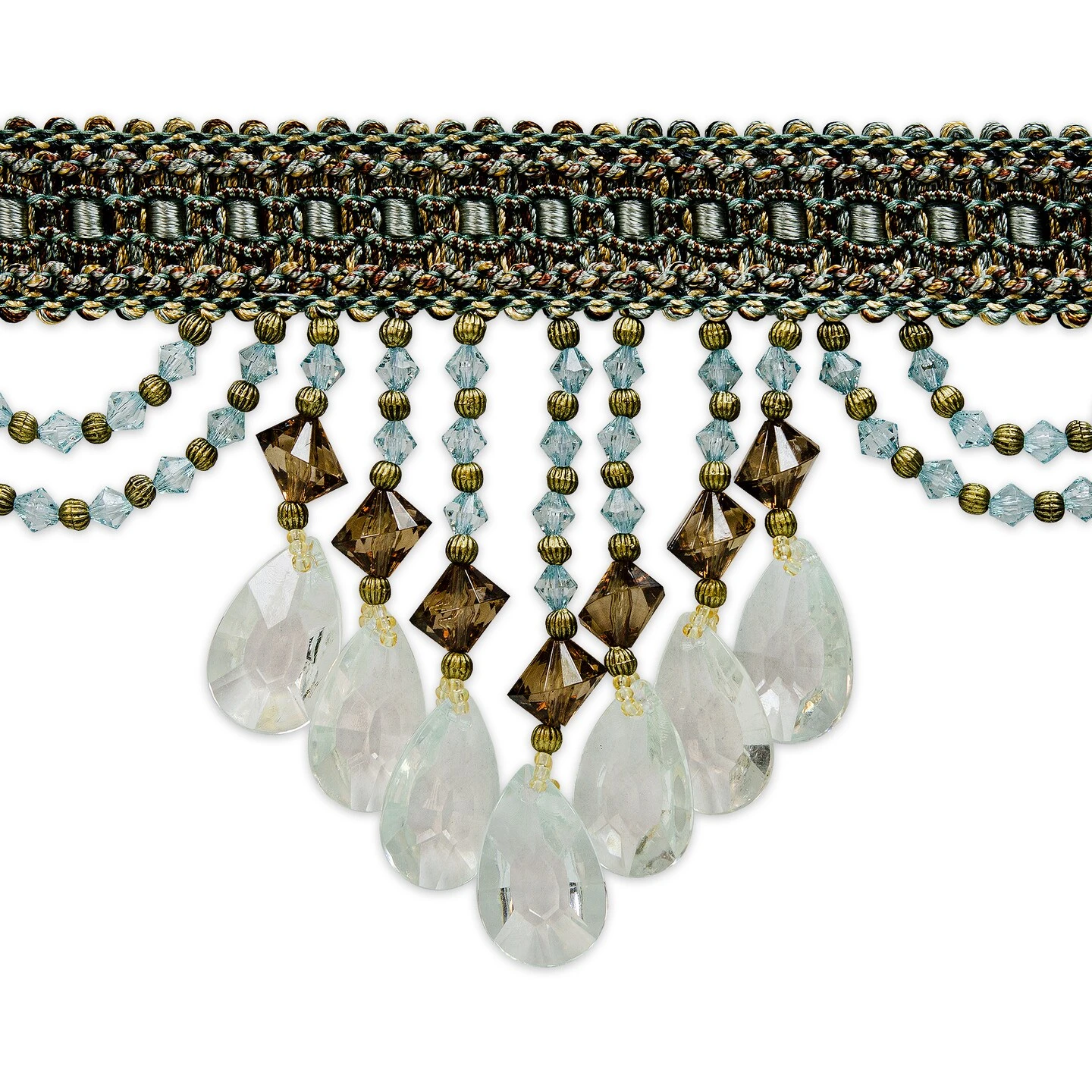 Isabella Scalloped Bead Fringe Trim Aqua Multi 7 Isabella Scalloped Bead Fringe Trim Aqua Multi - Image 5