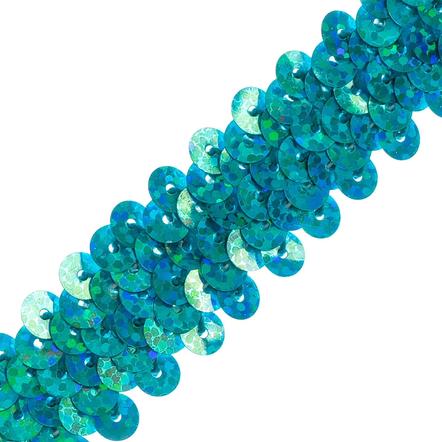 5 Yards Of 2 Row 7/8" Starlight Hologram Stretch Sequin Trim | 5 Yard Cut AquaBlue 3 5 Yards Of 2 Row 7/8" Starlight Hologram Stretch Sequin Trim | 5 Yard Cut AquaBlue