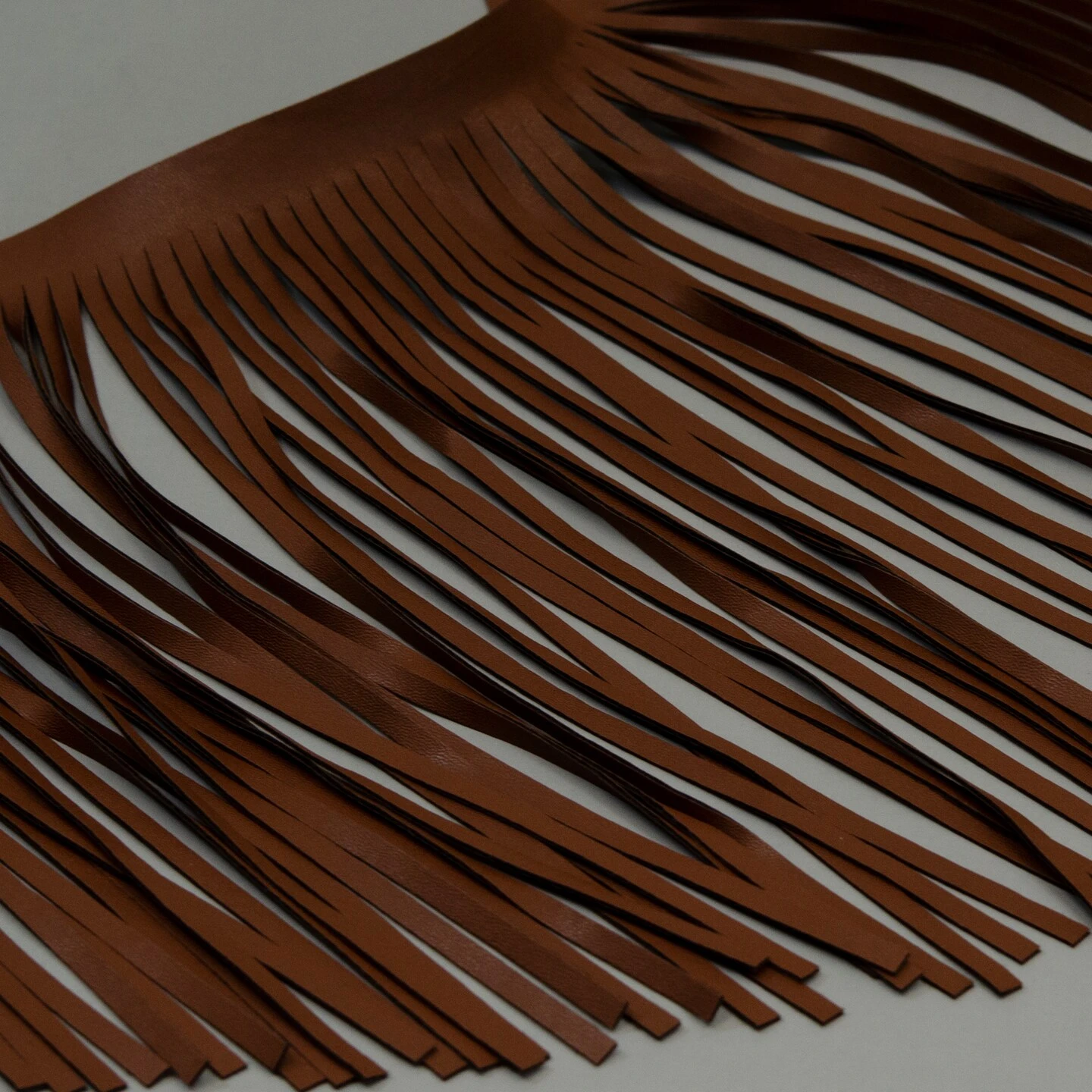 12" Premium Vegan Leather Fringe Trim Dark Brown 6 12" Premium Vegan Leather Fringe Trim Dark Brown - Image 4