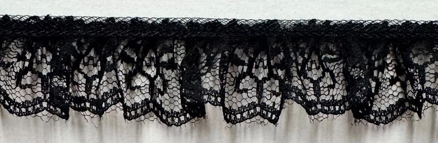 1" Ruffled Gathered Lace Trimming - 12 Continuous Yards! - Color Options! Black 8 1" Ruffled Gathered Lace Trimming - 12 Continuous Yards! - Color Options! Black - Image 6