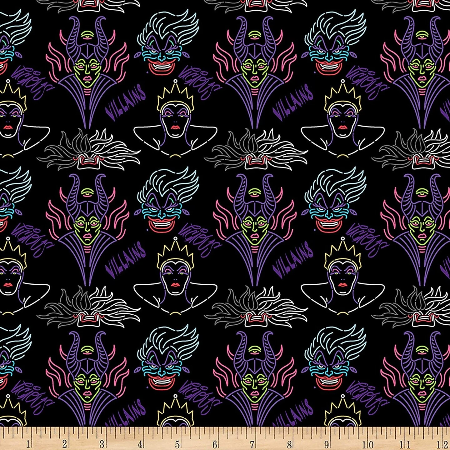 Springs Creative Disney Villain Outline Black Cotton Fabric By The Yard 5 Springs Creative Disney Villain Outline Black Cotton Fabric By The Yard - Image 3