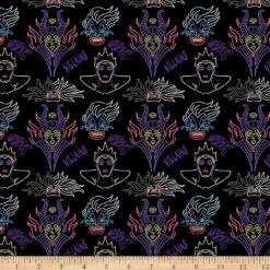 Springs Creative Disney Villain Outline Black Cotton Fabric By The Yard