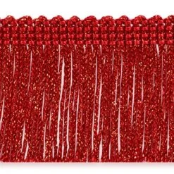 5 Yards Of 2" Metallic Chainette Fringe Trim | 5 Yard Cut Red