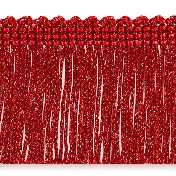 5 Yards Of 2" Metallic Chainette Fringe Trim | 5 Yard Cut Red 3 5 Yards Of 2" Metallic Chainette Fringe Trim | 5 Yard Cut Red