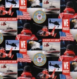 U.S Coast Guard Patch Pattern Cotton Fabric By The Yard