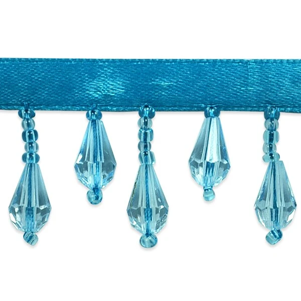 2 Yards Of Joanne Beaded Teardrop Fringe Trim | 2 Yard Cut Bright Turquoise 10 2 Yards Of Joanne Beaded Teardrop Fringe Trim | 2 Yard Cut Bright Turquoise - Image 8