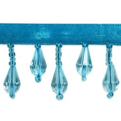 2 Yards Of Joanne Beaded Teardrop Fringe Trim | 2 Yard Cut Bright Turquoise